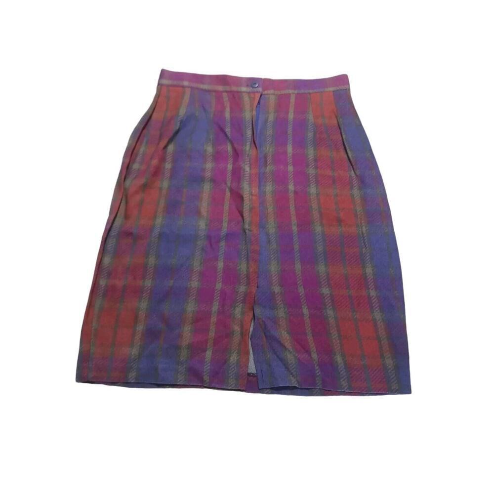 Jigsaw Vintage 90's Skirt Plaid Purple Pink Barbiecore Size 10 Retro